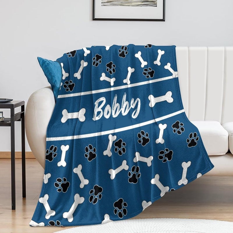 Artsadd Custom Pet Name Blanket, Personalized Dogs Blanket with Paw Prints, Soft Flannel Throw Blanket, 30"X40", 32"X48", 40"X50", 50"X60", 60"X80" - Image 5
